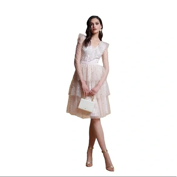 Rachel Parcell | Dresses | Rachel Parcell Emily Dress Glitter Star Ls Tulle  Dress Pink Parchment L | Poshmark